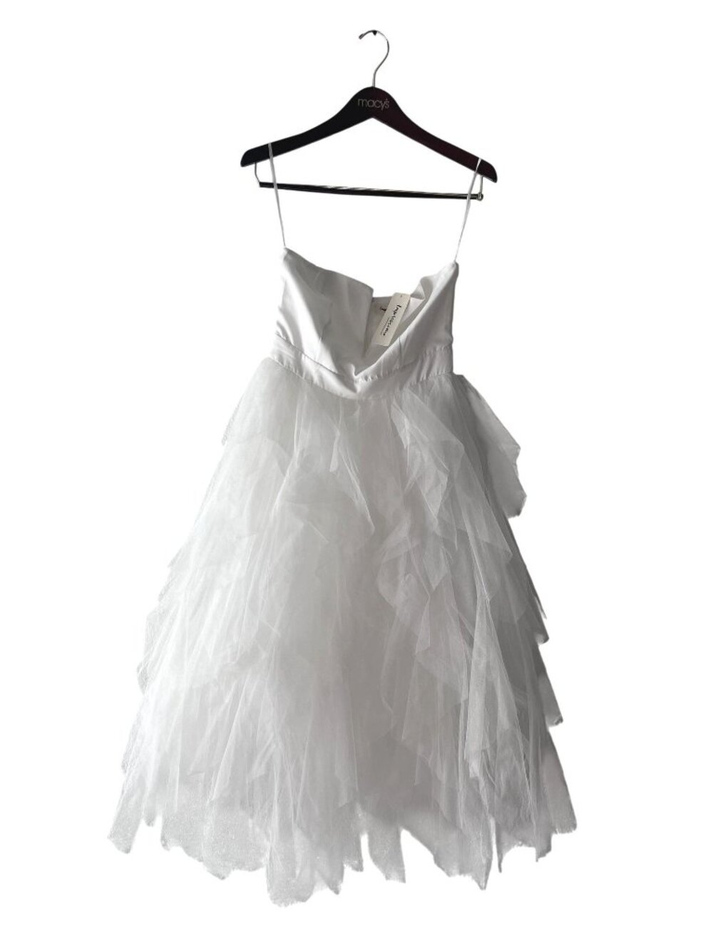 Women's White Tulle V-neck Bridal Balleycore Classic Formal Dress Size s